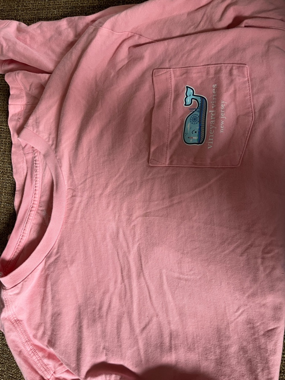 Vineyard Vines Pink Long Sleeve Pocket Tee with Whale Logo
